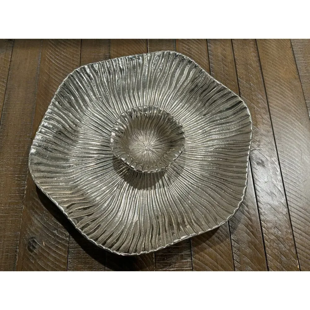 LENOX American by Design Organics Reef Aluminum Chip and Dip Bowl Set Silver